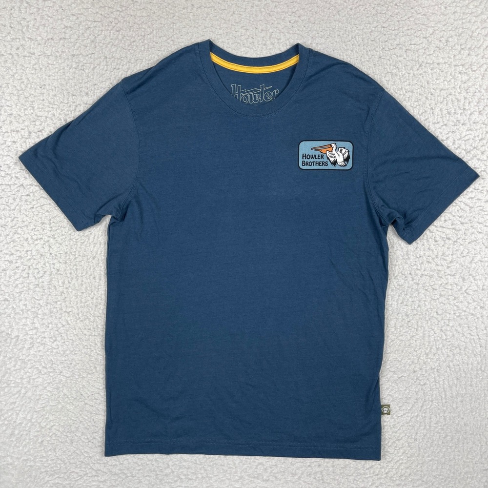 Howler Brothers T-Shirt Mens Medium Blue Pelican Heed The Call Austin Texas Tee